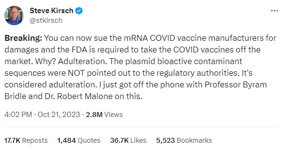 Covid “vaccines” have extra DNA sequences that they didn’t disclose. Fraud vitiates everything…