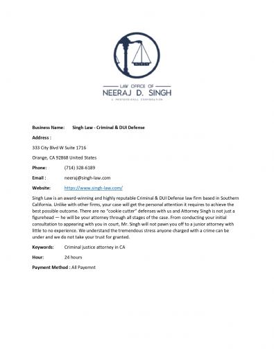 Singh Law   Criminal   DUI Defense jpg