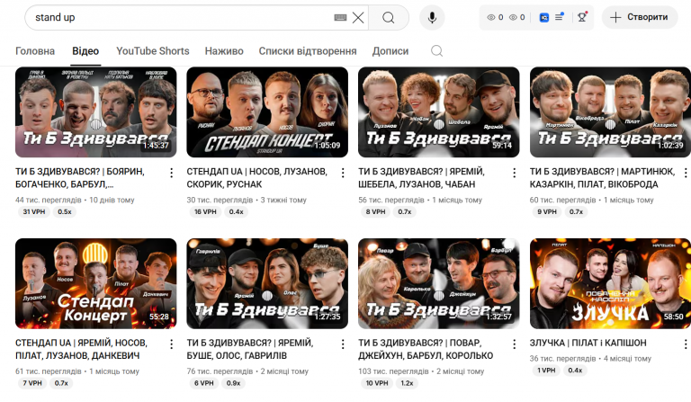 Стендап перегляди ост місяць png